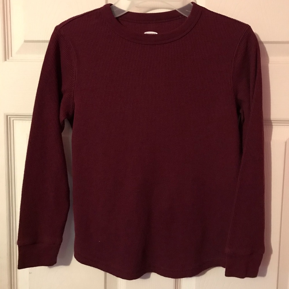 Old Navy Maroon Waffle Long Sleeve Shirt Boys M 8